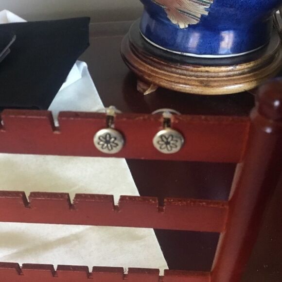 Sterling Silver Daisy Button Earrings - Picture 4 of 12